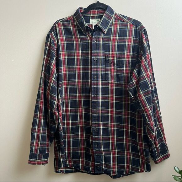 LL BEAN plaid Flannel Shirt cotton Size M tall - Picture 1 of 3